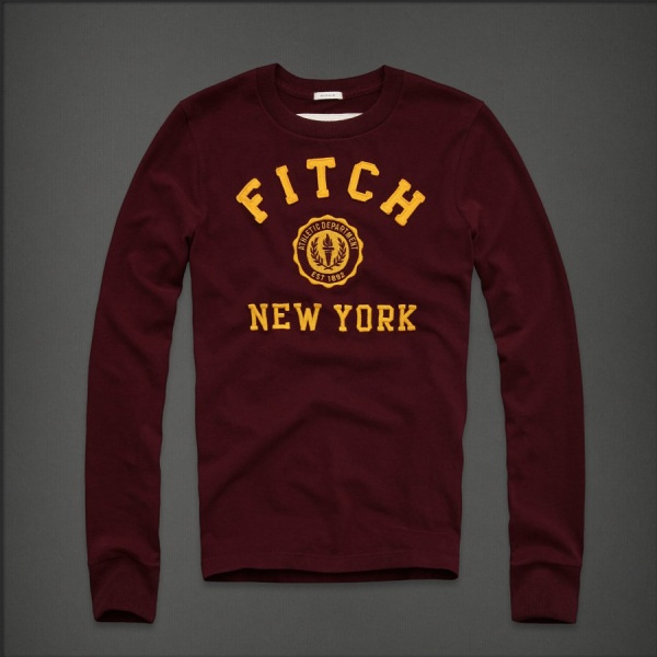 Abercrombie Fitch Hombres De Cuello Redondo Largo Remera AF5941